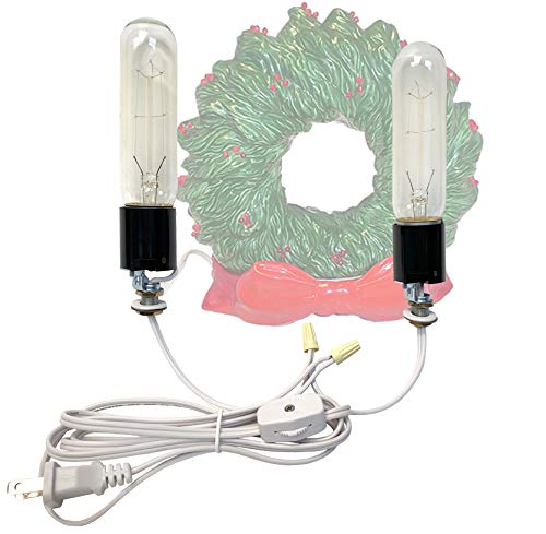 Image of National Artcraft Ceramic Wreath Lighting Kit - (Pkg /1) | With 6' Cord - (2) 25W E26 Tube Bulbs - Sockets - Mounting Hardware