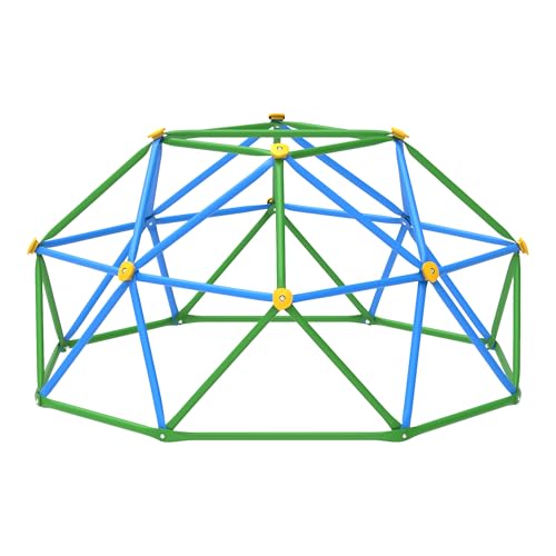 Gardenature 6FT Climbing Dome for Kids 3-8, Jungle Gym for Indoor and Outdoor, Geometric Dome Climber Supporting 440 Lbs Anti-Rust Metal Play Structure, Kids Gift Toys, ASTM Approved, Blue & Green