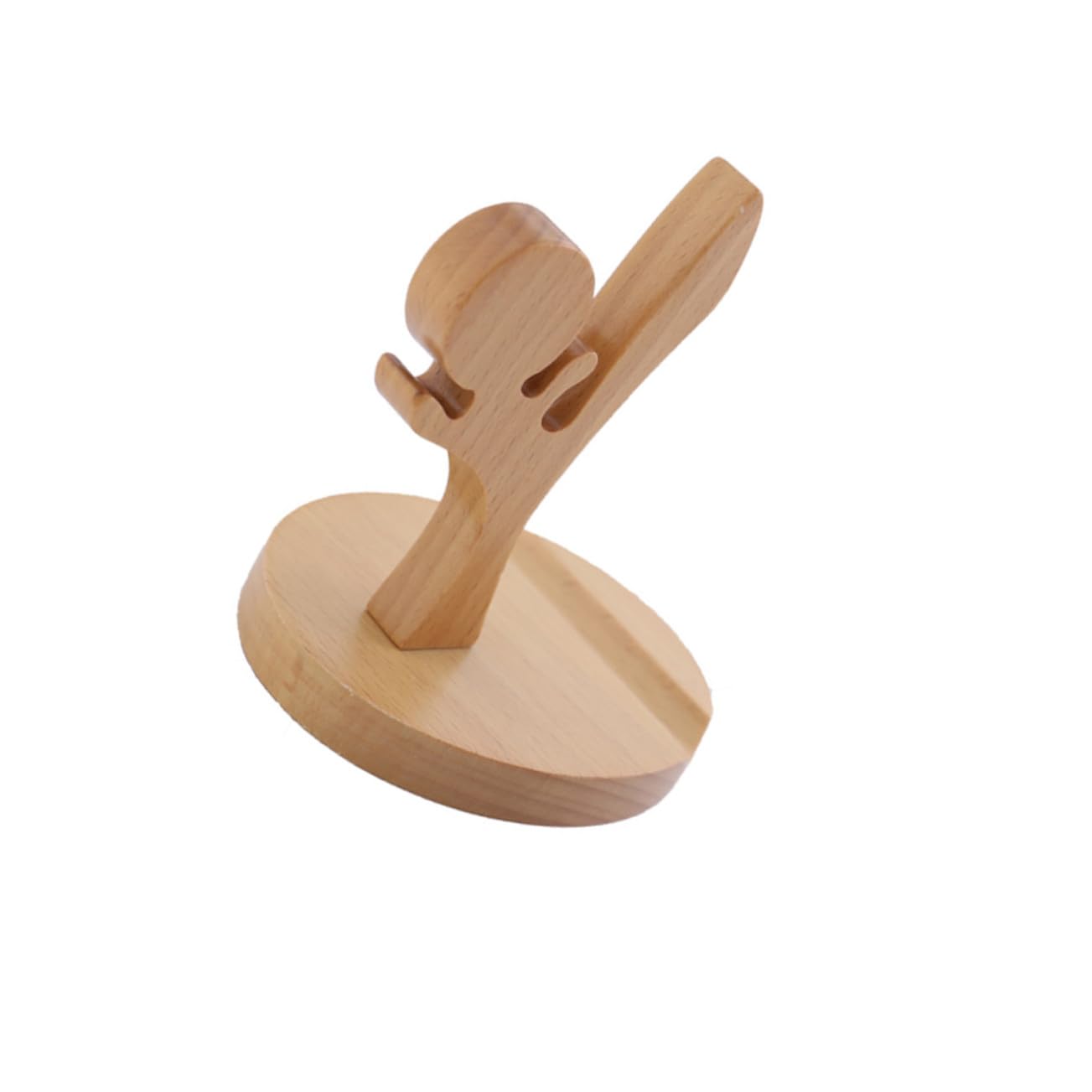 3 Piezas Soporte de Madera Natural para Móvil con Diseño Kung Fu Antideslizante para Escritorio y Mesa