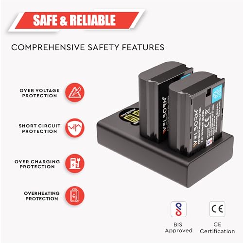 Image of WELBORN LP-E6N Dual Battery and Charger Combo for Canon EOS 5D Mark II III IV 5DS 5DS R 6D 60D 6D Mark II 7D 7D Mark I,70D 80D