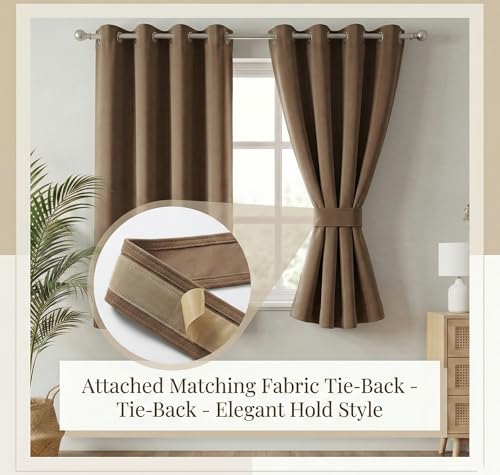 Image of VAS COLLECTIONS 100% Blackout Door Curtains, 5 Feet (121 x 152 cm) Set of 2, Plain, Thermal Insulated, Room Darkening Curtains for Living Room, Bedroom (Mocha)