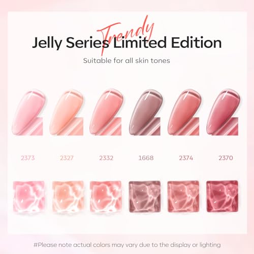 Image of modelones Gel Nail Polish Kit Jelly Nude 6Colors Red Pink Milky White