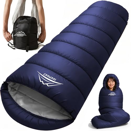寝袋 シュラフ LEEPWEI【2026年アップグレード版マミー型】オールシーズン コンパクト キャンプ アウトドア sleeping bag 軽量 防災 車中泊 来客用 登山 簡単収納 丸洗い可能 収納袋付