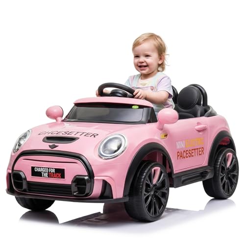 Baybee Cooper Kids Electric Ride On Car with Remote Control 12V Battery Operated Toy Car with Swing Mode Music & LED Lights 4 Motors Sports Car for Kids 26 Years Boys Girls Driving Car (Pink)