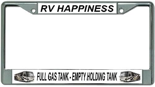 RV Happiness Chrome License Plate Frame