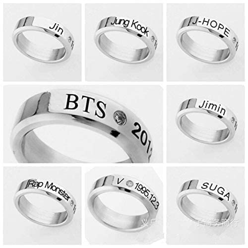 Image of Yellow Chimes Rings for Men Silver Ring Kpop BTS Bangtan Boys Jimin Members Name and Date of Birth Mentioned Ring for Men and Boys.
