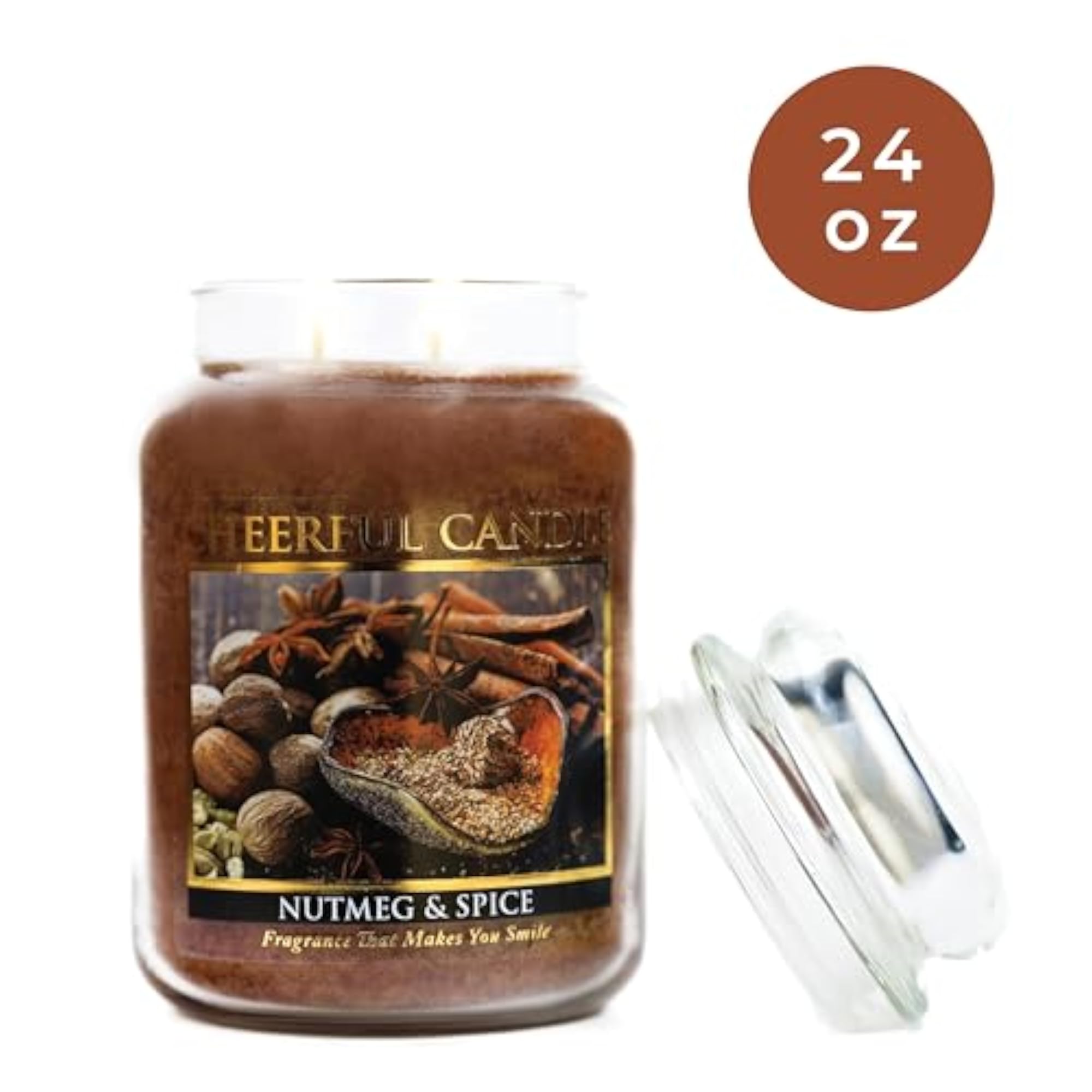 Nutmeg & Spice Scented Candle Jar, 24oz