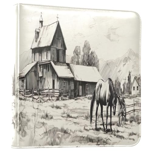Álbum de fotos adhesivo DIY Scrapbook Álbum de caballo y granero con 3 anillas 40 páginas 8x10 para memoria miniatura 1