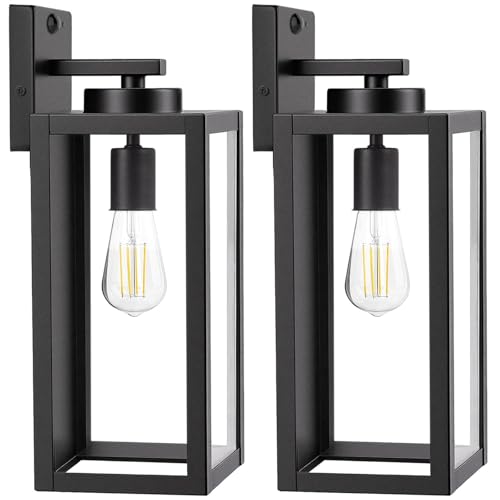 BesLowe 15" Large Upgraded Motion Sensor Outdoor Wall Lights, Matte Black
