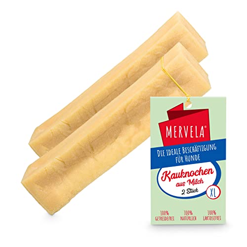 MERVELA® Kaukäse für Hunde | 2 * 120 Gramm | XL | Käseknochen | Beschäftigung & Belohnung | Käsestangen | Harter Yak Käse Hund | Himalayan Cheese Bones | Langer Kauspaß