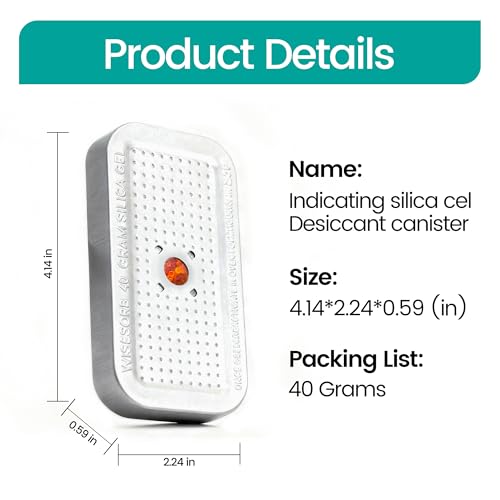 Wisesorb 40 Gram Pack of 5 Silica Gel Canister, Gun Safe Dehumidifiers (Orange to Green), Reusable Desiccant Moisture Absorber for Car, Closet