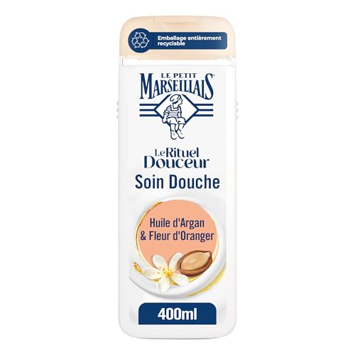 Le Petit Marseillais – Soin Douche Surgras Huile d'Argan & Fleur d'Oranger - Le Rituel Douceur (flacon de 400ml) - Crème de Douche nutrition intense