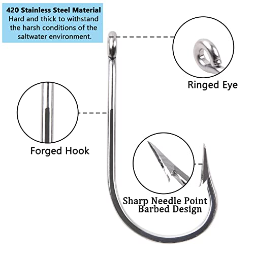 AGOOL Extra Strong Stainless Steel Big Game Fishing Hooks #TOP26