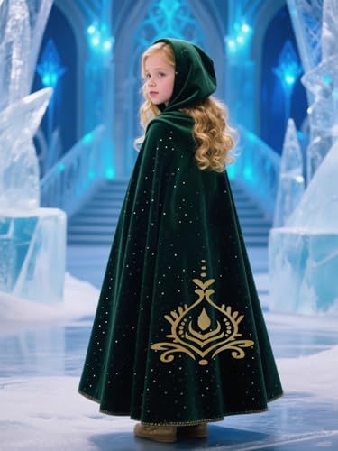 Disfraz de capa con capucha de princesa Elsa Anna para niñas miniatura 2