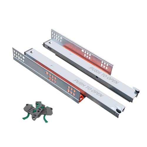 Image of Volo Heavy Duty Drawer Slides, Full Extension Ball Bearing Runners | Pack of 2 Piece | Channels for Kitchen Cabinets, Wardrobes, and Dressers (Undermount (Push to Open), 14 Inch)
