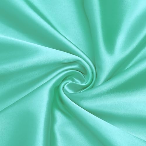 VACVELT Aqua Satin Fabric by The Yard 60 Inch Wide (10 Yards)