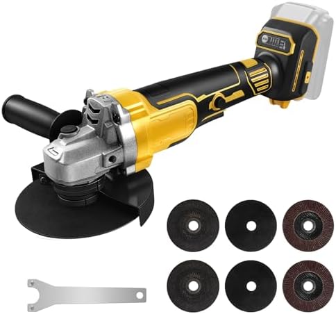 Cordless Angle Grinder Compatible with Dewalt 20V Max Battery, 10000RPM Brushless Motor, Electric Grinder Power Tools with 6 Blades for Cutting Griding Polishing (No Battery)