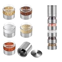 Gativs 5-in-1 Camping Gewürzset mit Gewürzmühle 5 in 1 Gewürzstreuer 5-in-1 Camping Gewürze Organizer mit Gewürzmühle Tragbarer Gewürzstreuer für Reisen Zuhause Küche Kochen Steak BBQ