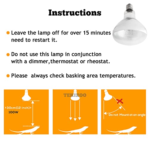 TEKIZOO 100W UVB UVA Heating Lamp Self-Ballasted Bulb Full Spectrum Basking Spot Light lamp for Reptile and Amphibian