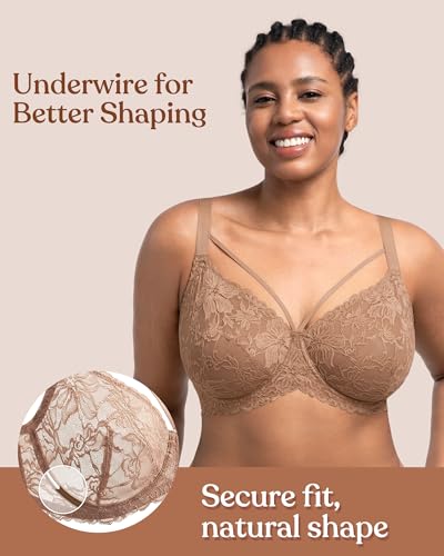 Image of HSIA Minimizer Bras for Women Full Coverage, Unlined Lace Sexy Plus Size Underwire Bra for Large Breasts