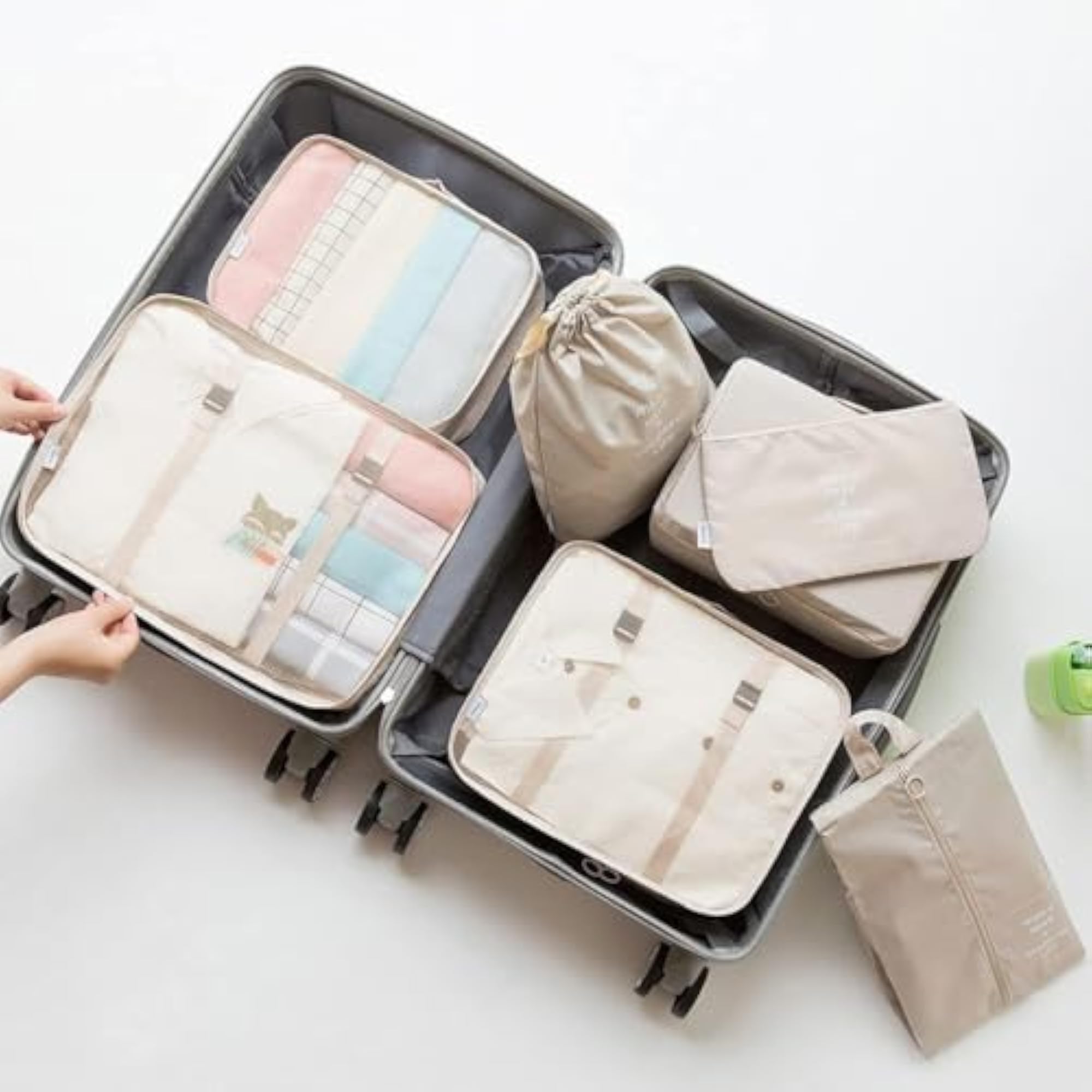 7 Pcs Foldable Nylon Packing Cubes Travel Set, Organizers