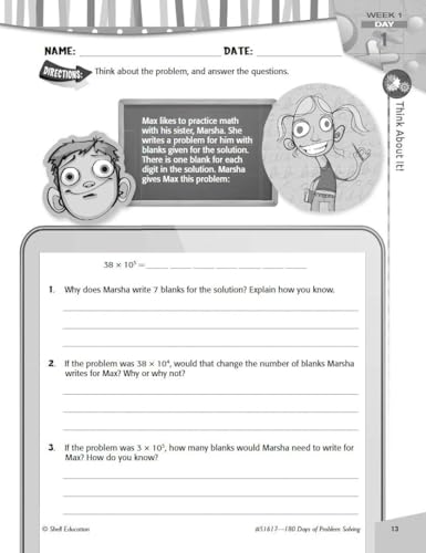 Shell Education SEP51617 180 Days Of Problem Solving For Fifth Grade – Build Math Fluency With This 5Th Grade Math Workbook thumb #4