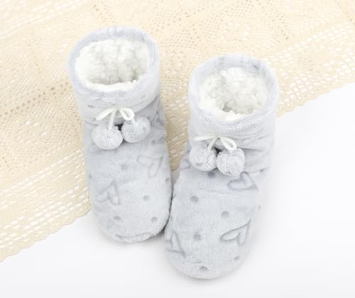 Image of Keyela Womens Non-Slip Sole Slipper Socks, Fluffy Winter House Booties | Ultra soft fuzzy warm indoor house slippers Non-skid bottom for safe walking Cozy winter footwear for ladies