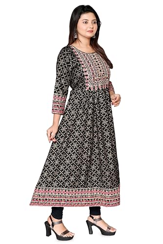 Image of Rayon Casual Ethnic Round Neck Embroidered Kurta for Women and Girls (310)