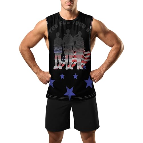 Image of Zhyaj Summer Tanks Top for Men Flag Graphic Print Sleeveless Shirts Casual Working Out Vest T-Shirts Loose-Fit Men's Tank