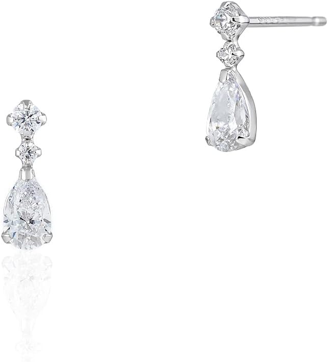 カナル4℃ 公式 冬限定 K10ホワイトゴールド ドロップピアス 誕生日プレゼント レディース ジュエリーケース付き 152546653201