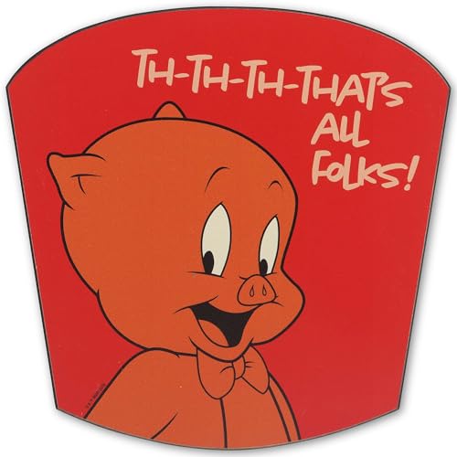 Looney Tunes Porky Pig Th-Th-Th-That's All Folks Wood Wall Decor - Fun Porky Pig Wall Art for Home
