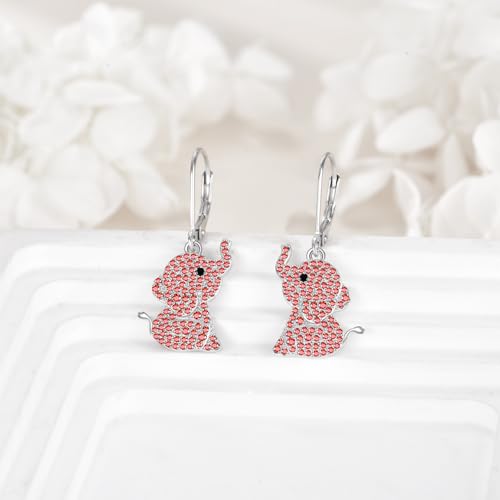 JERWLI Elegant Red Elephant Dangle Earrings in Sterling Silver – Perfect Jewelry Gift for Elephant Lovers and Animal Enthusiasts - Image 2