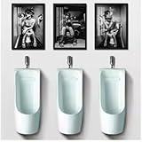 KEMEIQI Bild Poster Schwarz-Weiß-Gemälde Toilette Sexy Frau Mann Leinwanddrucke Bar Mädchen Rauchen Und Trinken Badezimmer 50x70cmx3 Rahmenlos