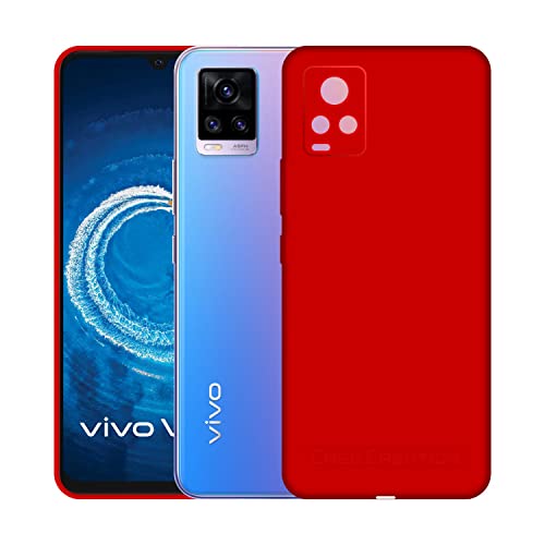 Image of Case Creation Liquid TPU Silicone Cover for Vivo V21e Soft Case,Anti-Dirty Slim Case Frosted Matte Cute Candy TPU Raised Bezel (Splash of Color) Back Case Cover for Vivo V21e - Glamour Red