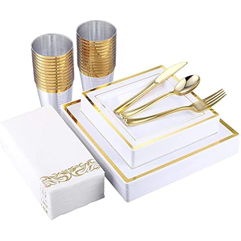 Gold Plastic Dinnerware Set for 25 Cover