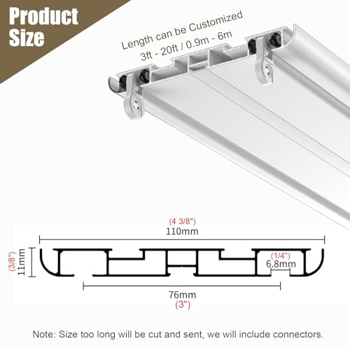 Rail de Rideau de Plafond Double Rangée avec Roulettes 5m
