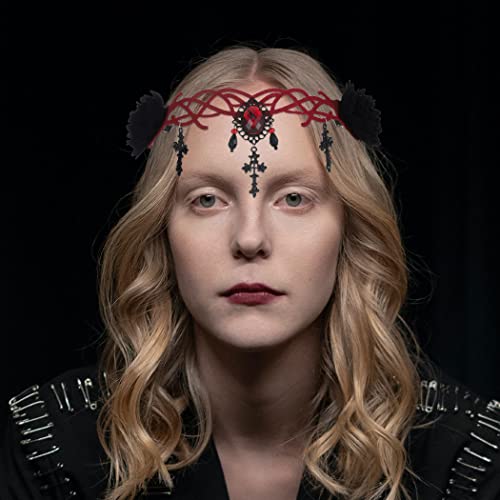 Catery Gothic Floral Headpiece Halloween Headbands Vampire Cosplay Cross Headdress Hair Clip Masquerade Cosplay Headbands For Women And Girls #TOP5