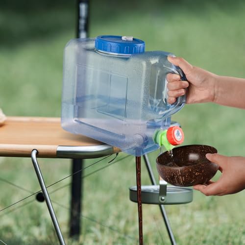 RUCUDIM 5L Camping Wasserkanister, Wasserbehälter mit Hahn,Kunststoff Wasserkanister,Tragbarer Trinkwasserkanister, Wassertank Camping mit Griffen, Wassertank für Wandern Camping Picknick Wohnwagen