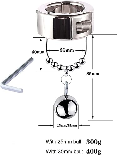 ペニスリング コックリング 陰嚢の抑制 尿道開発 睾丸の体重負荷リング 男性用 ステンレス鋼 体重を支えるエクササイズペンダントリング 大人のおもちゃ (Color : B, Size : 25MM) - 画像5