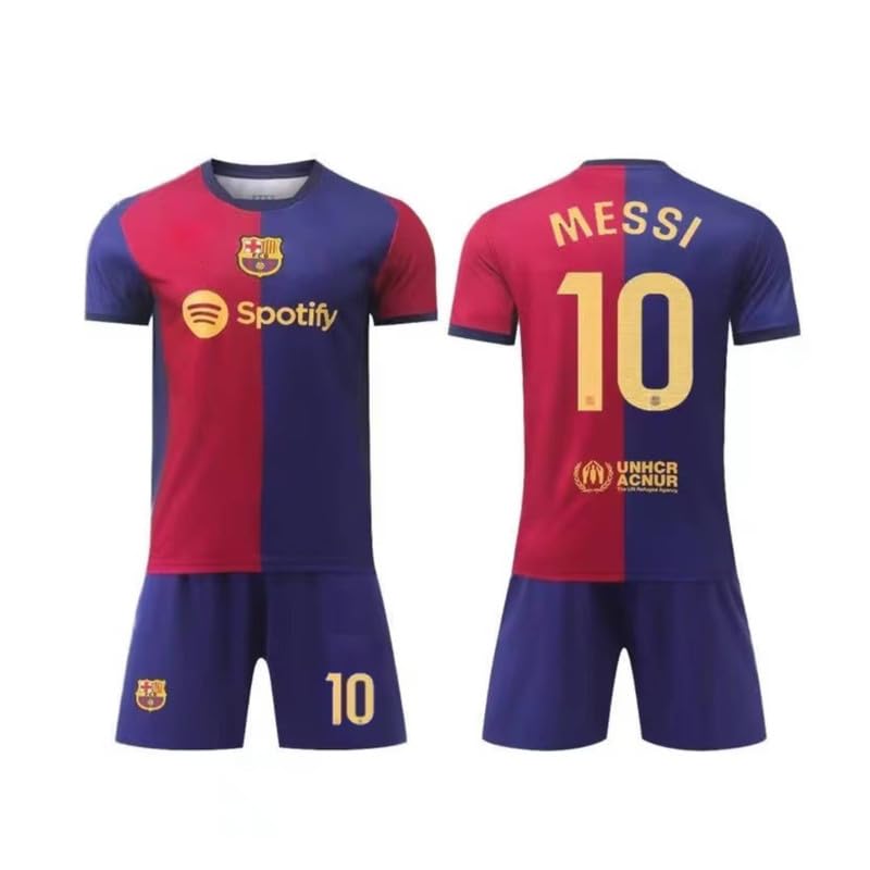 RJM Sports Soccer Boys Football Messii 10 Home Jersey 2024 with Printed Shorts for Kids & Men