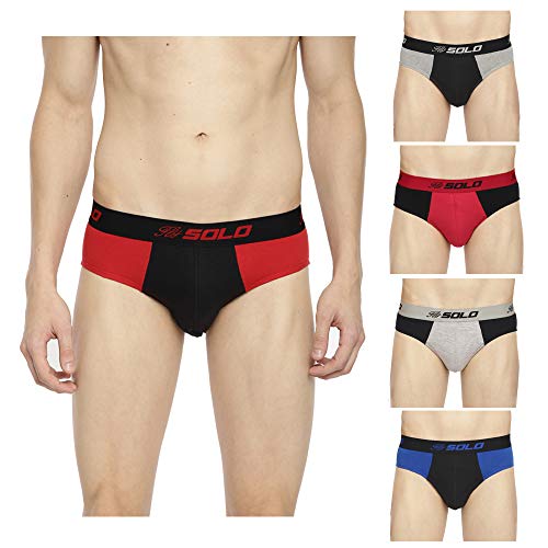 Image of SOLO Mens NEO-Tech Jersey Fabric - Ultra Soft Cotton Stretch Brief - Contrast Modern Contour Pouch - Rockstar Design (Pack of 5)