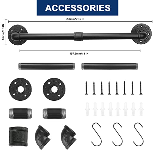 Nearmoon Industrial Pipe Towel Bar, Heavy Duty Bathroom Hardware Towel Bar Accessory, Wall Mounted Diy Rustic Iron Bathroom Towel Rack Holder (18 Inch, Black) #TOP1