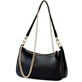 WuXingMeiLi Black Shoulder Bag for Women - Mini Handbag Small Shoulder Bag with Chain Strap, Compact PU Leather Purse Lightweight Small Black Bag for Work/Travel/Daily Use