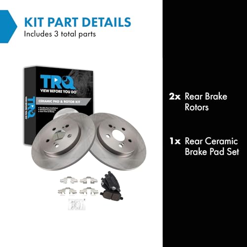 Image of TRQ Rear Brake Pad and Rotor Set Ceramic Compatible with 2011-2017 Lexus CT200h