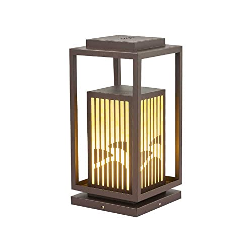 RCIDOS Colonne Lumineuse en Acier Inoxydable LED Post Cap Light Lanterne Extérieure en Marbre Mat Imitation Marbre E27 Décoration De Paysage IP54 Abat-Jour Étanche