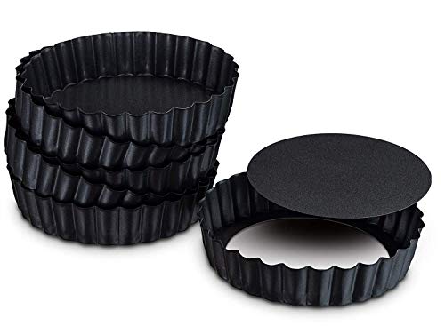 Quiche Pans 6Pcs/Set, 5 Inch Mini Tart Pan 12cm Commercial Grade Non Stick Removable Bottoms - Image 3