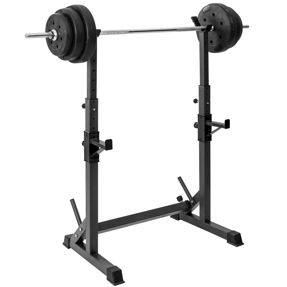 Support Barre de Musculation, Rack Squat Barbell, Rack Musculation Cages de Squat pour Haltères, Repose Barre Squat Réglable, Hauteur réglable 105-160cm
