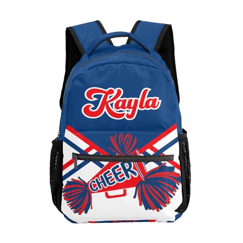 Custom Navy Red Cheer Cheerleaders Pom Kids' Backpack Personalized Child Daypacks Shoulder Bag for Primary Junior High University Gift