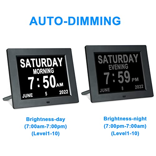 Medication Reminder Day Date Time Of The Week Clock Digital Calendar Dementia For Seniors Elderly Impaired Vision Memory Loss Clock #TOP4