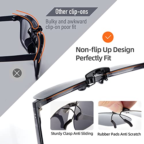 Image of Goiteia Polarized Flip up Clip on Sunglasses over Prescription Glasses for Men Women-Upgraded No Blue Glare